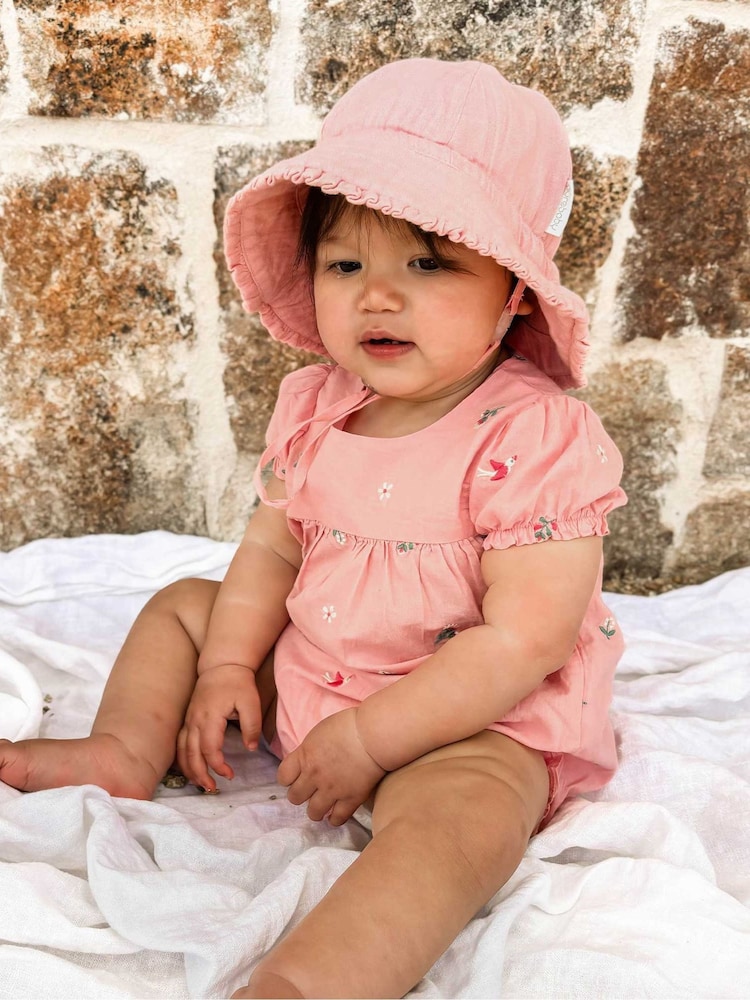 Purebaby Pink Embroidered Romper - Image 1 of 6