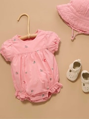 Purebaby Pink Embroidered Romper - Image 2 of 6