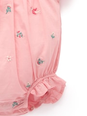 Purebaby Pink Embroidered Romper - Image 4 of 6