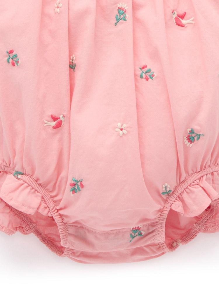 Purebaby Pink Embroidered Romper - Image 6 of 6