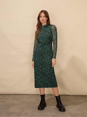 Ro&Zo Ditsy Print Mesh Dress - Image 1 of 5