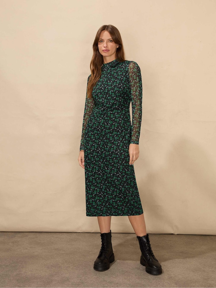 Ro&Zo Ditsy Print Mesh Dress - Image 1 of 5