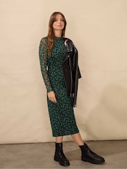 Ro&Zo Ditsy Print Mesh Dress - Image 3 of 5