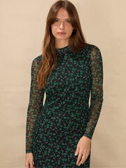Ro&Zo Ditsy Print Mesh Dress - Image 4 of 5