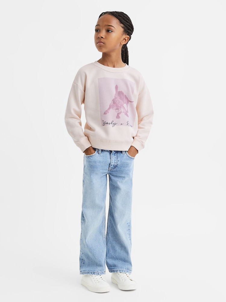 Reiss Pink Yoshy 9-13 yrs Cotton Print Crew Neck Jumper - Image 1 of 6 Reiss Pink Yoshy 9-13 yrs Cotton Print Crew Neck Jumper - Image 1 of 6
