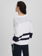 Reiss White/Grey Allegra Wool Blend Striped Crew Neck Jumper - Image 5 of 8