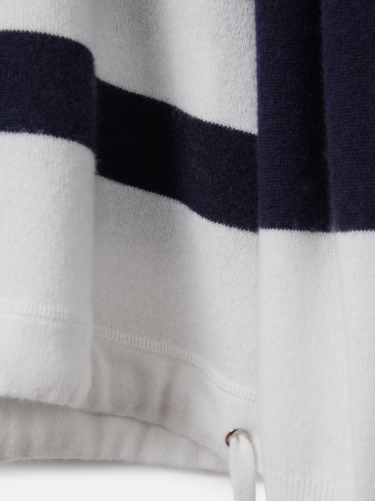 Reiss White/Grey Allegra Wool Blend Striped Crew Neck Jumper - Image 8 of 8