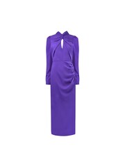 Ro&Zo Allegra Purple Crepe Twist Neck Midi Dress - Image 4 of 4