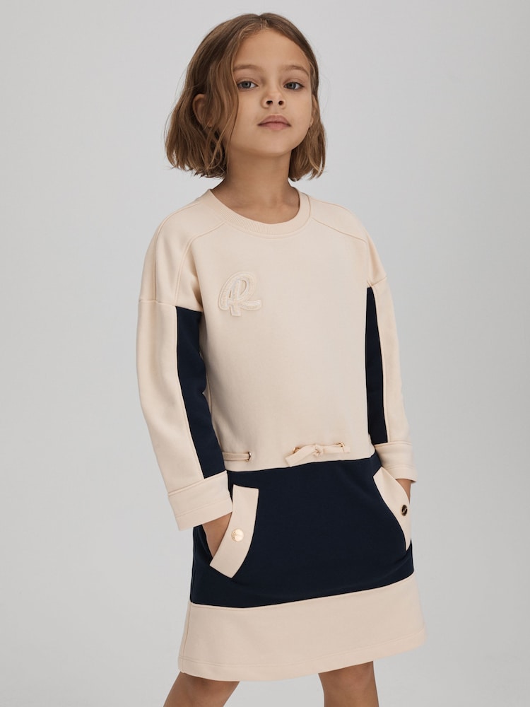 Reiss Ivory Elsa 4-9 yrs Cotton Jersey Blend Crew Neck Dress - Image 1 of 6 Reiss Ivory Elsa 4-9 yrs Cotton Jersey Blend Crew Neck Dress - Image 1 of 6
