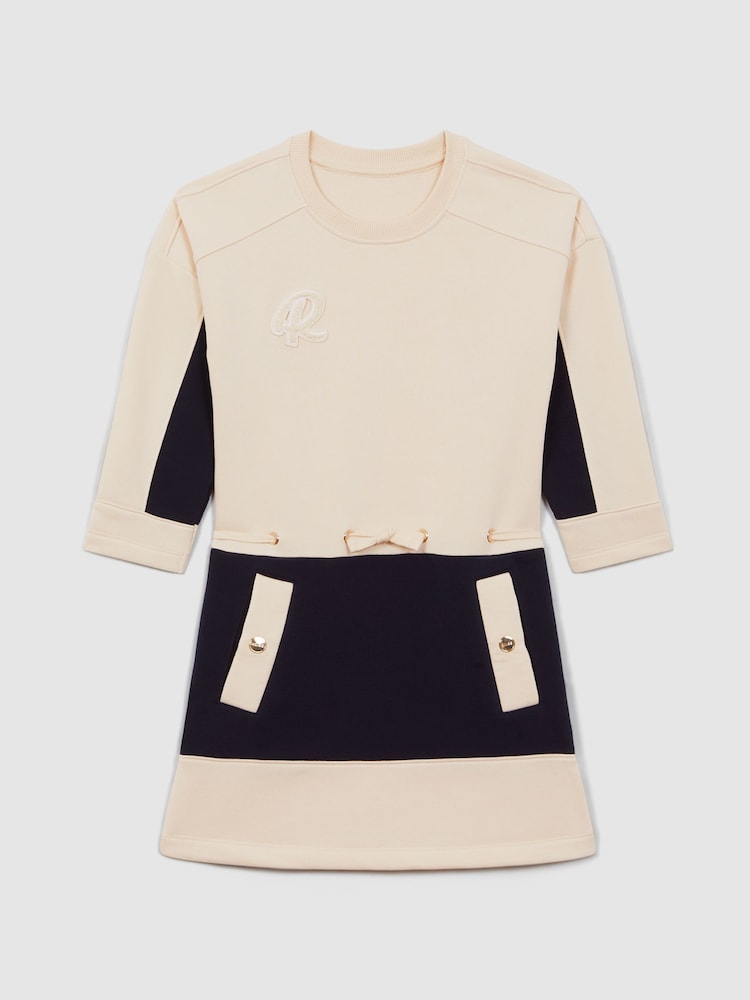 Reiss Ivory Elsa 4-9 yrs Cotton Jersey Blend Crew Neck Dress - Image 2 of 6 Reiss Ivory Elsa 4-9 yrs Cotton Jersey Blend Crew Neck Dress - Image 2 of 6