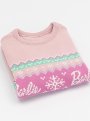 Vanilla Underground Pink Barbie Kids Christmas Jumper - Image 2 of 6