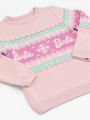 Vanilla Underground Pink Barbie Kids Christmas Jumper - Image 3 of 6