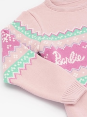 Vanilla Underground Pink Barbie Kids Christmas Jumper - Image 4 of 6