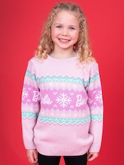 Vanilla Underground Pink Barbie Kids Christmas Jumper - Image 6 of 6