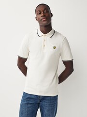 Lyle & Scott Ecru White Lyle & Scott Ecru White Tipped Collar Polo Shirt - Image 1 of 4