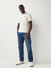 Lyle & Scott Ecru White Lyle & Scott Ecru White Tipped Collar Polo Shirt - Image 3 of 4