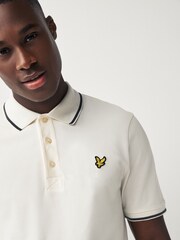 Lyle & Scott Ecru White Lyle & Scott Ecru White Tipped Collar Polo Shirt - Image 4 of 4