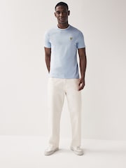 Lyle & Scott Light Blue Tipped Collar 100% Cotton T-Shirt - Image 2 of 4