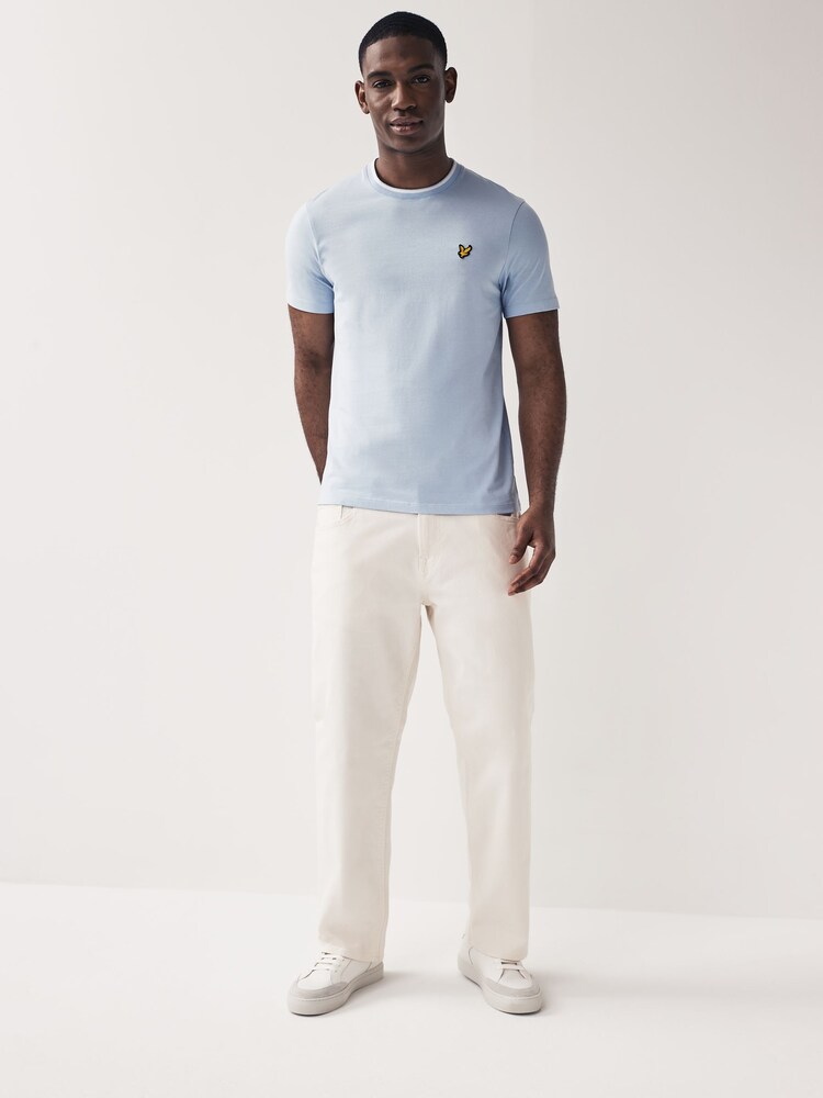 Lyle & Scott Light Blue Tipped Collar 100% Cotton T-Shirt - Image 2 of 4