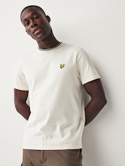 Lyle & Scott Ecru White Tipped Collar 100% Cotton T-Shirt - Image 2 of 5
