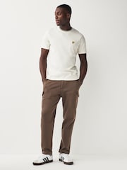 Lyle & Scott Ecru White Tipped Collar 100% Cotton T-Shirt - Image 3 of 5