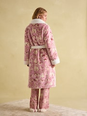 Joules Matilda Pink Fleece Lined Dressing Gown - Image 1 of 6