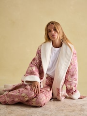 Joules Matilda Pink Fleece Lined Dressing Gown - Image 4 of 6