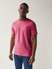Lyle & Scott Rich Pink Crew Neck 100% Cotton T-Shirt - Image 3 of 6