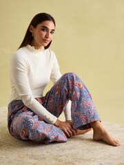 Joules Stella Blue Cotton Pyjama Bottoms - Image 3 of 7