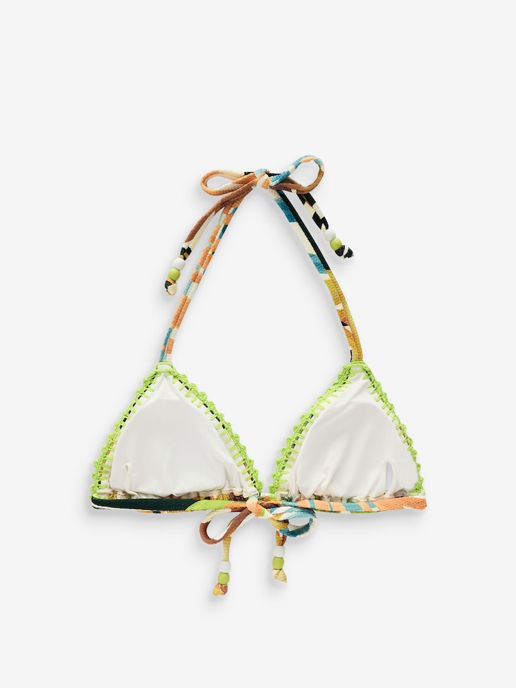 Never Fully Dressed Green Palm Triangle Stitching Bikini Top - Image 6 of 6