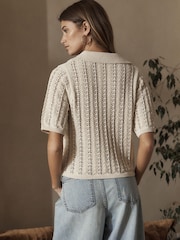 Neutral Premium Knitted Polo Neck Top - Image 3 of 6