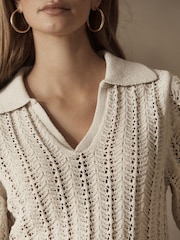 Neutral Premium Knitted Polo Neck Top - Image 4 of 6