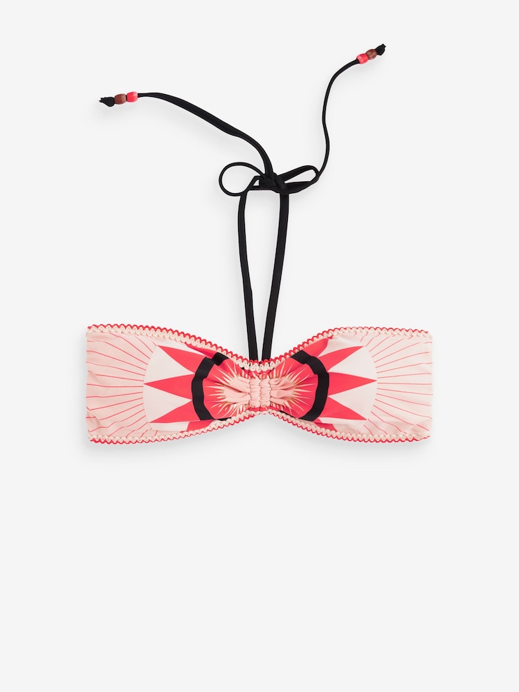 Never Fully Dressed Red/White Bandeau Sundial Bikini Top - Image 4 of 4