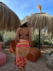 Never Fully Dressed Black Pink Linen Blend Jaspre Wrap Skirt - Image 2 of 3