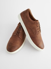 Tan Brown Cupsole Derby Shoes - Image 3 of 6