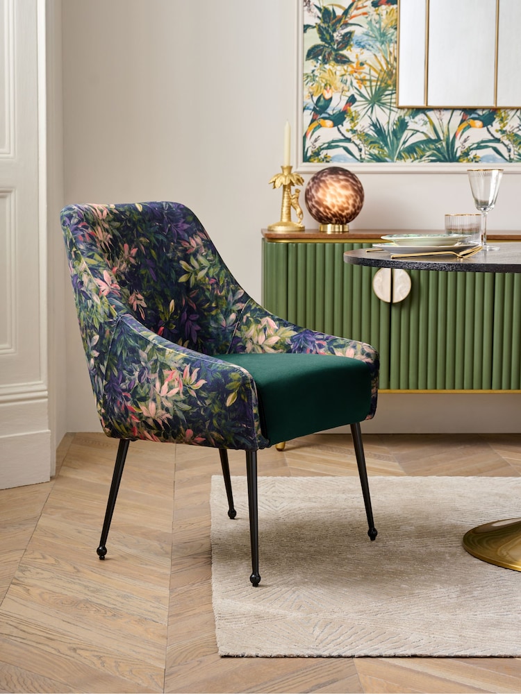 Clarke and Clarke Congo Amethyst Emerald Green Renzo Dining Chair - Image 1 of 6