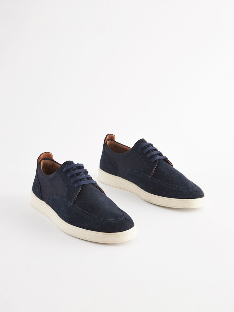 Navy Blue Suede Cupsole Casual Shoes - Image 1 of 5