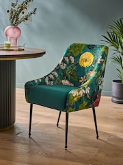 Clarke and Clarke Passiflora Kingfisher Blue and Teal Renzo Dining Chair - Image 1 of 6