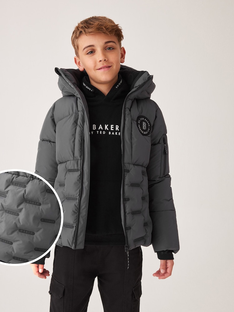 Baker by Ted Baker Grey Shower Resistant Heatseal Coat - Image 2 of 10