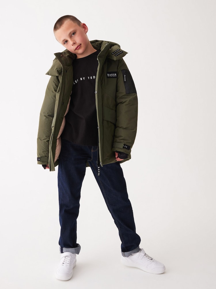 Baker by Ted Baker Khaki Green Shower Resistant Parka - Image 2 of 17