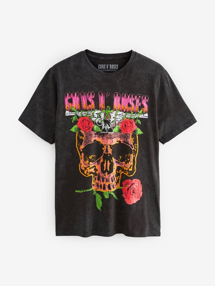 Grey Acid Wash Guns N' Roses - Koszulka z motywem zespołu muzycznego, 100% bawełny - Image 6 of 9