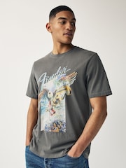 Grey Fender Regular Fit Band Graphic 100% Cotton T-Shirt - Image 1 of 7