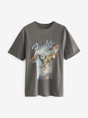 Grey Fender Regular Fit Band Graphic 100% Cotton T-Shirt - Image 5 of 7