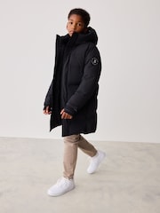 Baker by Ted Baker Shower Resistant Longline Padded Black Coat - Image 1 of 12