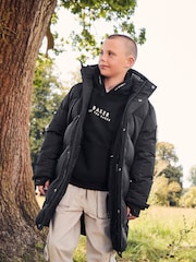 Baker by Ted Baker Shower Resistant Longline Padded Black Coat - Image 11 of 12