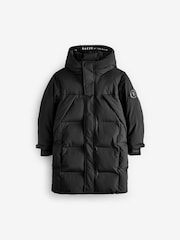 Baker by Ted Baker Shower Resistant Longline Padded Black Coat - Image 7 of 12