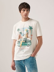 Ecru 100% Cotton VW Camper Van License T-Shirt - Image 1 of 6