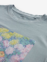 Monet Flowers Light Blue Wash Artist Licence 100% Cotton T-Shirt - Image 6 of 7