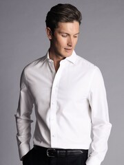 Charles Tyrwhitt White Slim Fit Non-Iron Clifton Weave Cutaway 100% Cotton Shirt - Image 1 of 5