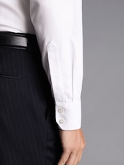 Charles Tyrwhitt White Slim Fit Non-Iron Clifton Weave Cutaway 100% Cotton Shirt - Image 3 of 5